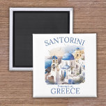 Santorini Greece Beautiful Paradise Magnet<br><div class="desc">Capture the charm of Santorini with this stunning design featuring a watercolor landscape of the iconic Greek city. The soft, artistic design showcases the vibrant blue domes, whitewashed buildings, and stunning views that make Santorini an unforgettable city. Perfect for travel lovers and anyone who dreams of the Mediterranean, this t-shirt...</div>