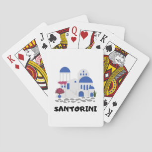 Santorini Greece Blue Roof Building  Playing Cards