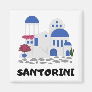 Santorini Greece Blue Roof    Magnet