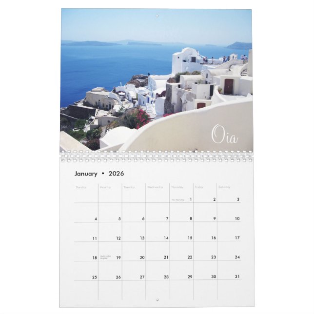 Santorini Greece Calendar (Jan 2026)