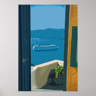 Santorini, Greece cruise ship Poster