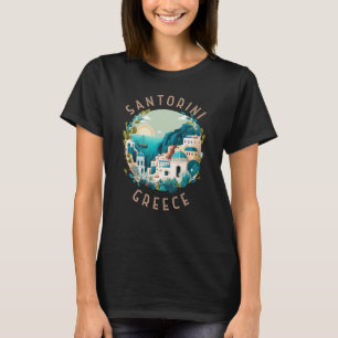 Santorini Greece Distressed Circle T-Shirt