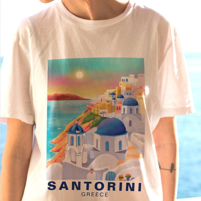 Santorini Greece Europe Art Destination Travel T-Shirt (Creator Uploaded)