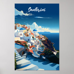 Santorini Greece Famous Vintage Travel Place Poster