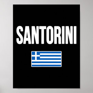 Santorini Greece Greek Flag Souvenir Vacation Poster