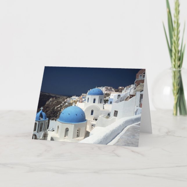 Santorini Greece Island Blue Sea Sky Blank Card (Front)