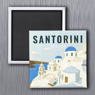 Santorini Greece Island Vintage Travel Souvenir Magnet