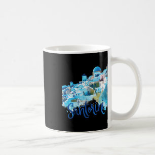 Santorini Greece Island Watercolor Souvenir Scenic Coffee Mug