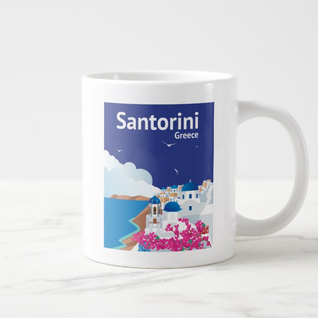 Santorini Greece Large Coffee Mug (Right)