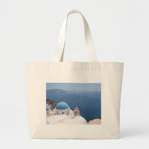 Santorini Greece Large Tote Bag
