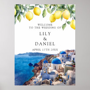 Santorini Greece Lemons Wedding Welcome Sign