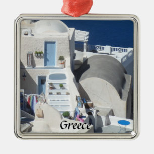 Santorini, Greece Metal Ornament