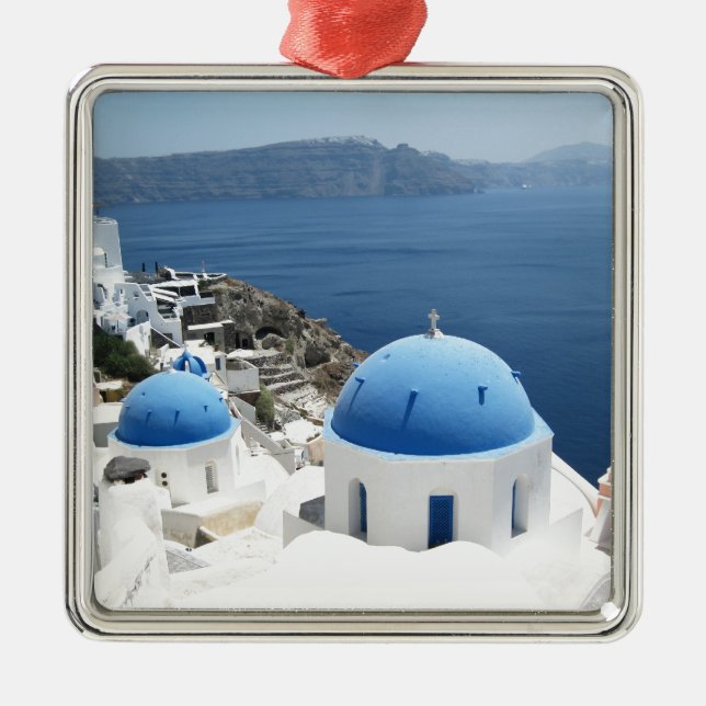 Santorini Greece Metal Ornament (Front)