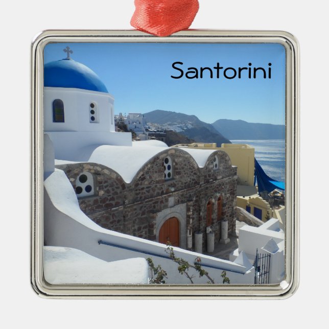 Santorini, Greece Metal Tree Decoration (Front)