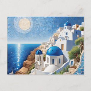 Santorini Greece Mixed Media Mosaic - Greek Island Holiday Postcard