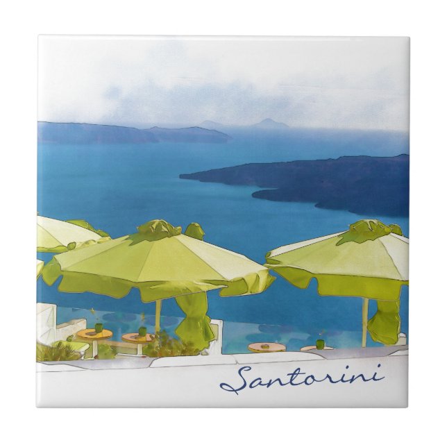 Santorini Greece Painting Tile (Front)