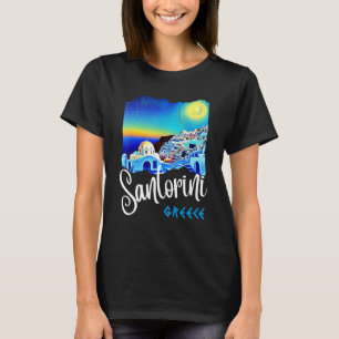Santorini Greece Painting Travel Souvenir For Men T-Shirt