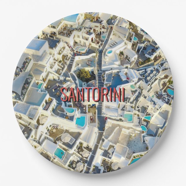 Santorini - Greece Paper Plate (Front)