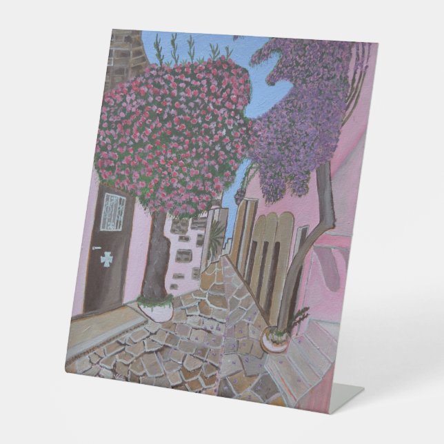 Santorini, Greece  Pedestal Sign (Front)