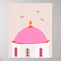 Santorini Greece Pink And Orange