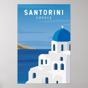 Santorini Greece Retro Vintage  Poster