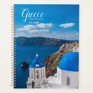 Santorini Greece Scenic Planner Spiral Notebook