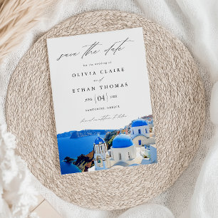 Santorini Greece Skyline Destination Wedding Save The Date