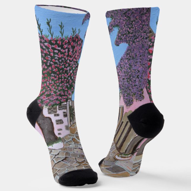 Santorini Greece socks  (Angled)