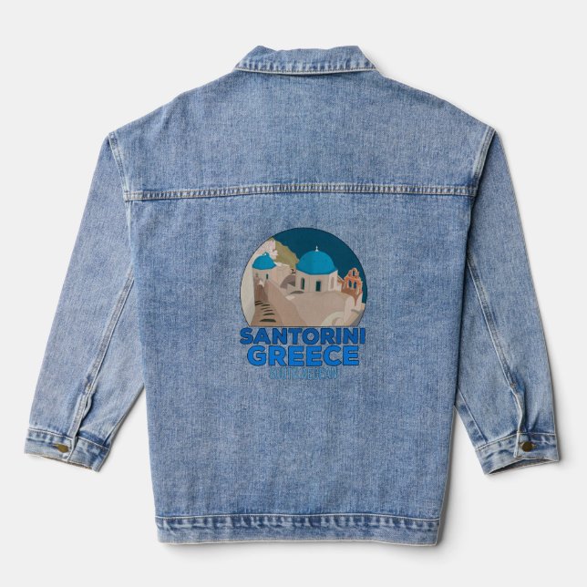 Santorini Greece South Aegean Denim Jacket (Back)