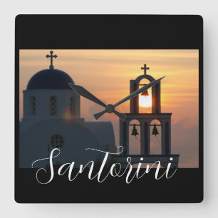 Santorini Greece Square Wall Clock
