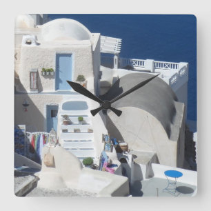 Santorini, Greece Square Wall Clock