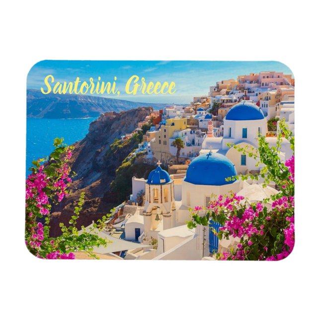 Santorini Greece stylised Magnet (Horizontal)