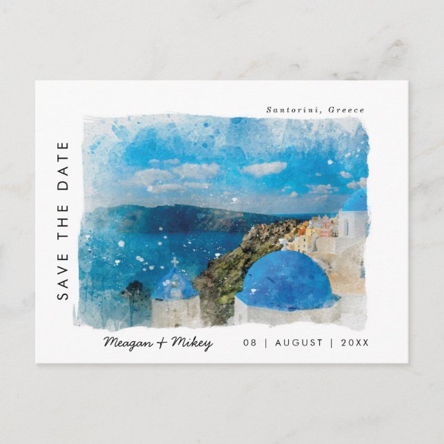santorini greece summer save the date postcard (Front)