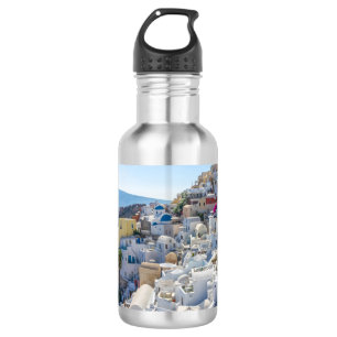Santorini Greece - sunny-summer day in Santorini 532 Ml Water Bottle