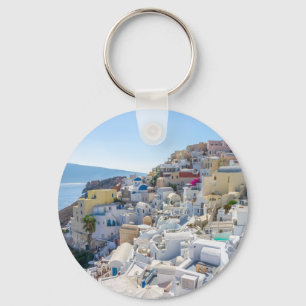 Santorini Greece - sunny-summer day in Santorini Key Ring