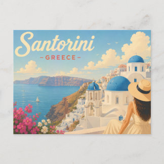 Santorini, Greece - The Lady in the Hat Travel  Postcard