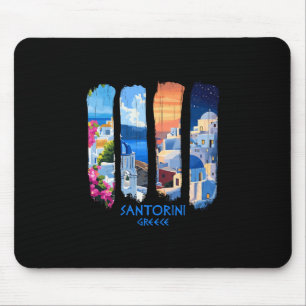 Santorini Greece Thira Brushstroke Travel Souvenir Mouse Pad