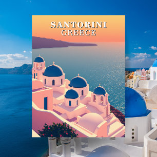 Santorini Greece Travel Postcard