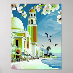 Santorini Greece Travel Postcard Art, Santorini Po Poster