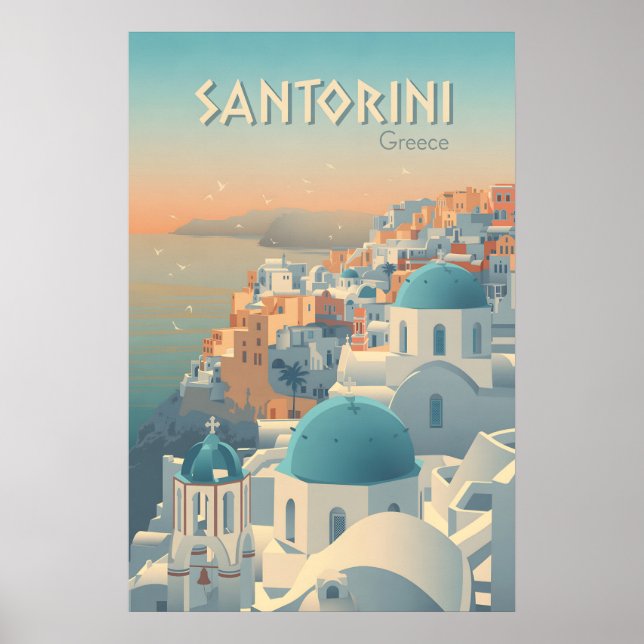 Santorini Greece Travel Poster (Front)