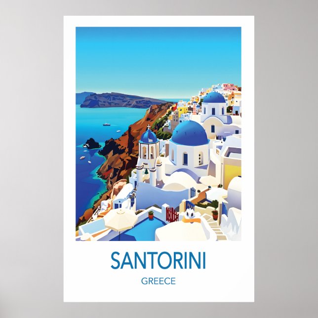 Santorini Greece Travel Poster (Front)
