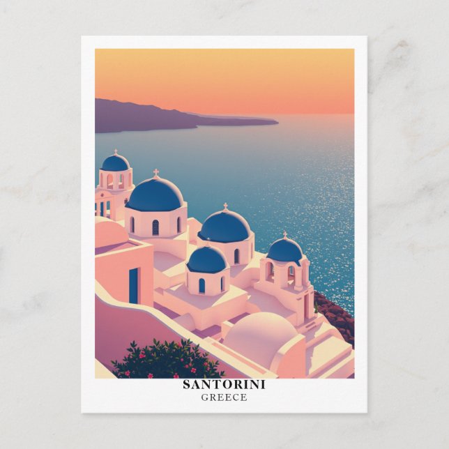 Santorini, Greece Travel Retro  Postcard (Front)