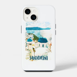 Santorini Greece Travel Watercolor  iPhone 14 Case