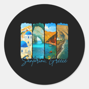 Santorini Greece Traveling Brushstroke Meet Me In Classic Round Sticker