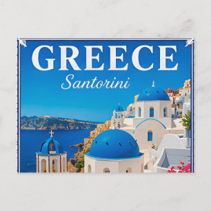 💙 Santorini Greece Vacation Memory Postcard