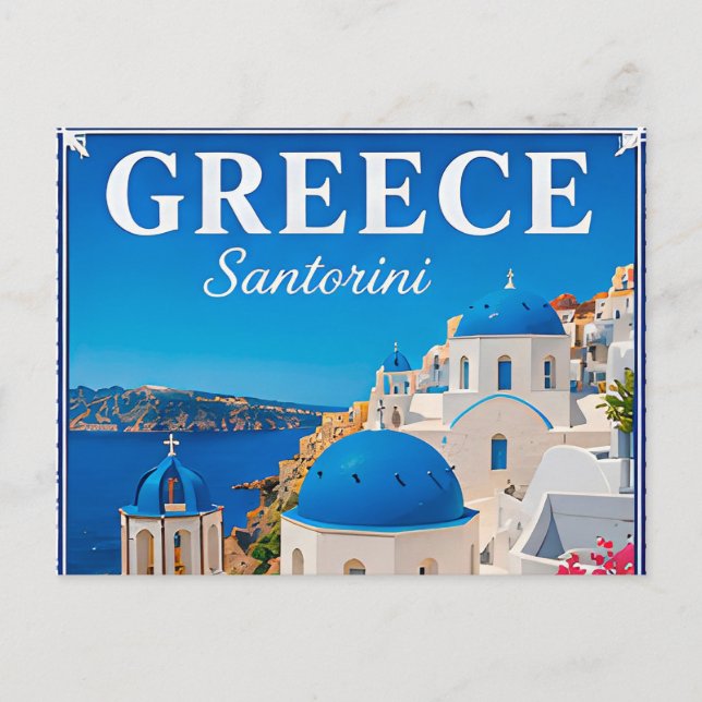 💙 Santorini Greece Vacation Memory Postcard (Front)