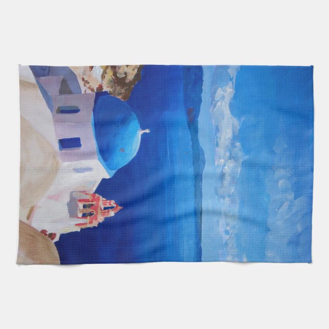 Santorini, Greece - View from Oia Tea Towel (Horizontal)