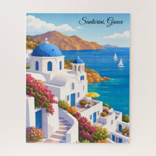 Santorini Greece Vintage Europe Vacation Travel Jigsaw Puzzle