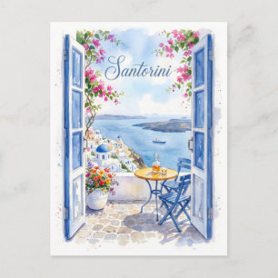 Santorini Greece Vintage Travel Holiday Postcard