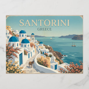 Santorini Greece Vintage Travel Postcard